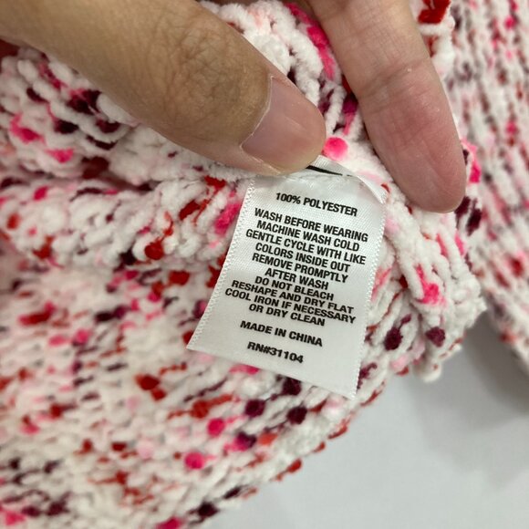 New Crown & Ivy Large Pink White Speckled Soft Slouchy Cozy Sweater - Picture 7 of 9